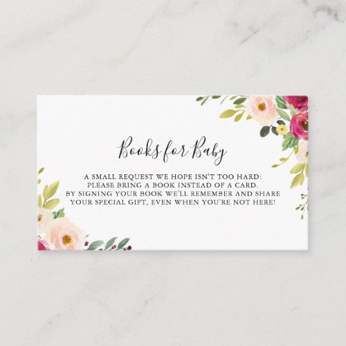Greenery Pink Blush Baby Shower Book Request Enclosure Card