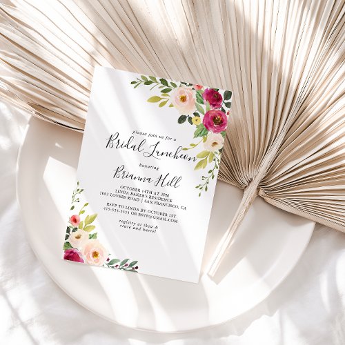 Greenery Pink Blush Bridal Luncheon Bridal Shower Invitation