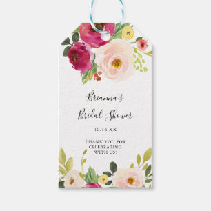 Greenery Pink Blush Floral Bridal Shower Gift Tags