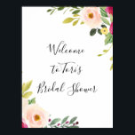 Greenery Pink Blush Floral Bridal Shower Poster<br><div class="desc">This greenery pink blush floral bridal shower poster are perfect for a simple bridal shower celebration. The design features hand-painted illustrated beautiful pink,  blush and yellow peonies with green foliage.</div>