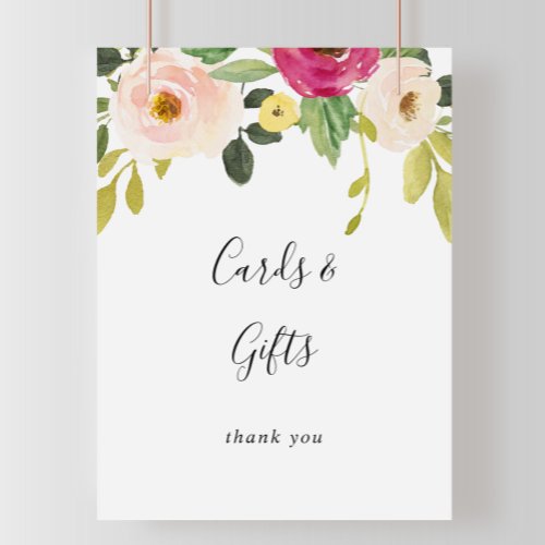 Greenery Pink Blush Floral Cards and Gifts Sign