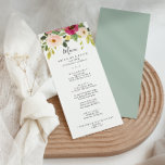 Greenery Pink Blush Floral Dinner Menu<br><div class="desc">This greenery pink blush floral dinner menu card is perfect for a modern wedding. The design features hand-painted illustrated beautiful pink,  blush and yellow peonies with green foliage.

This menu can be used for a wedding reception,  rehearsal dinner,  bridal shower or any event.</div>