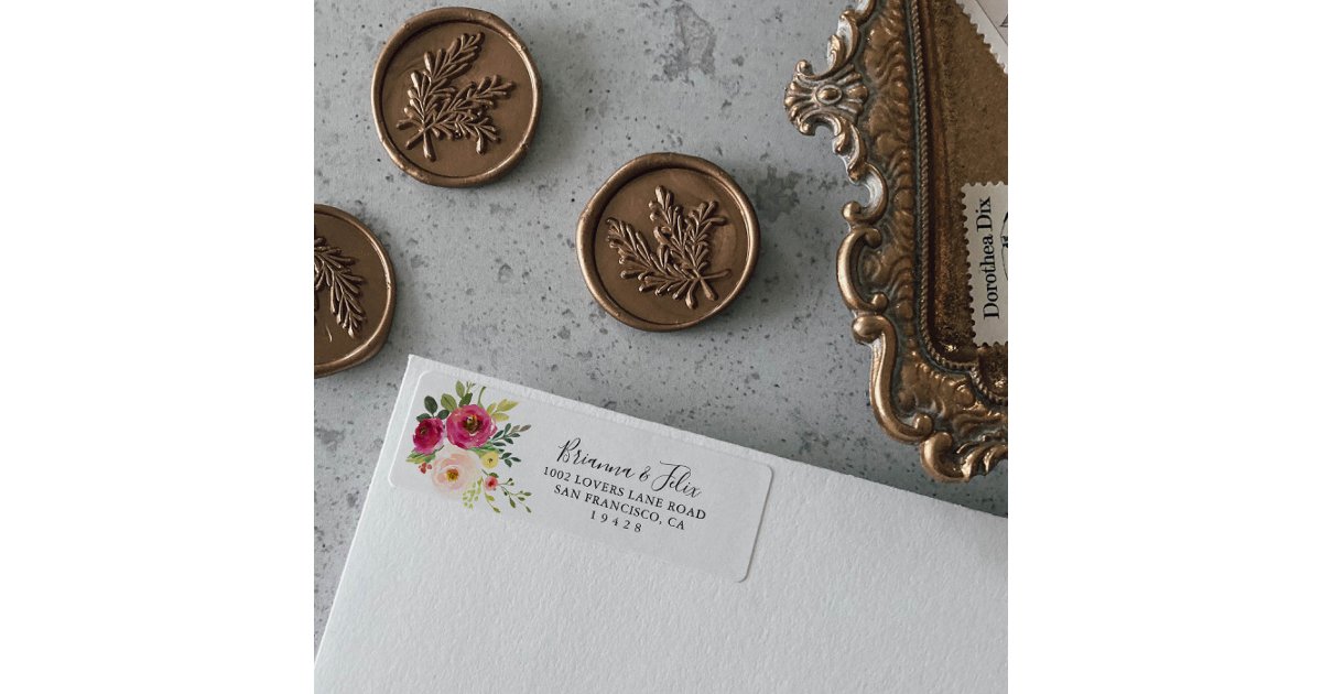 Greenery Pink Blush Floral Return Address Label | Zazzle