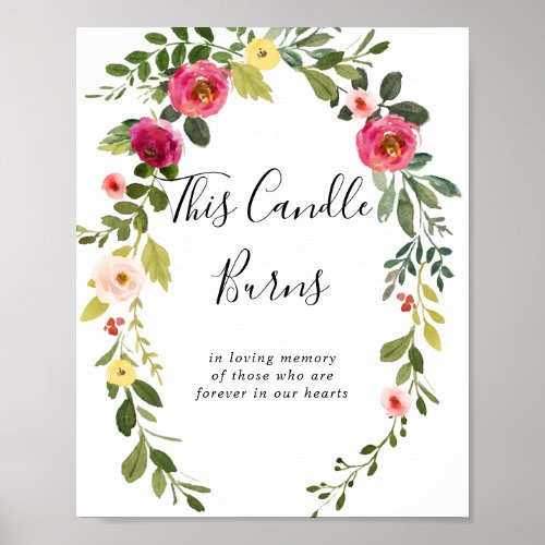 Greenery Pink Blush Floral This Candle Burns Sign