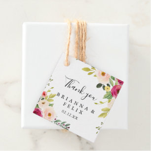 Greenery Pink Blush Floral Wedding Favor Tags