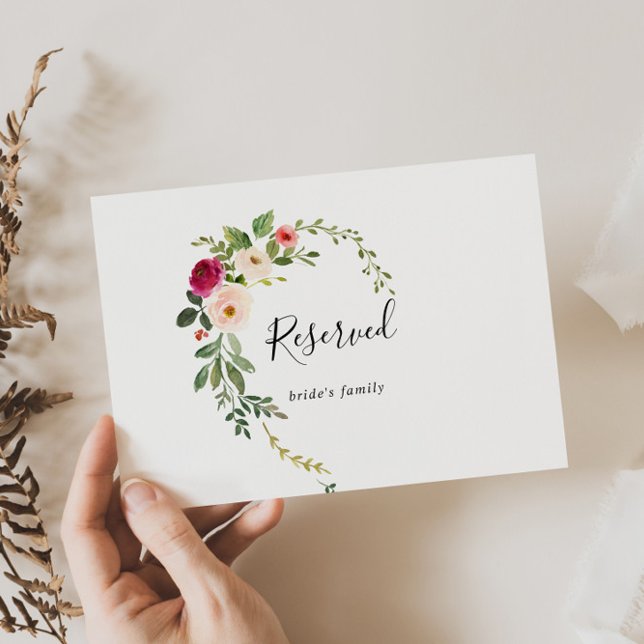 Greenery Pink Blush Floral Wedding Reserved Sign (Creator Uploaded)