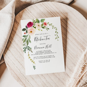 Greenery Pink Blush Kitchen Tea Bridal Shower Invitation