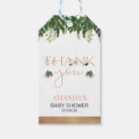 Greenery Pink Floral Baby Shower Thank You Gift Tags