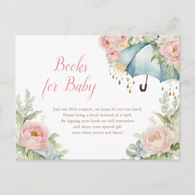 Greenery Pink Floral Umbrella Books for Baby Postcard (Front)