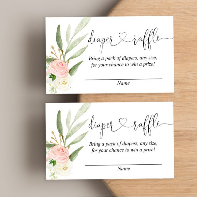 greenery pink girl baby shower diaper raffle cards (Creator Uploaded)
