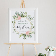 Greenery pink girl baby shower welcome sign