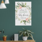 Greenery pink girl baby shower welcome sign