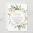 Greenery pink gold elegant couples baby shower