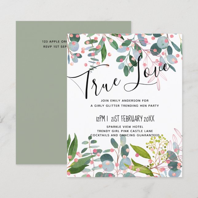 Greenery Pink Modern Wedding (Front/Back)