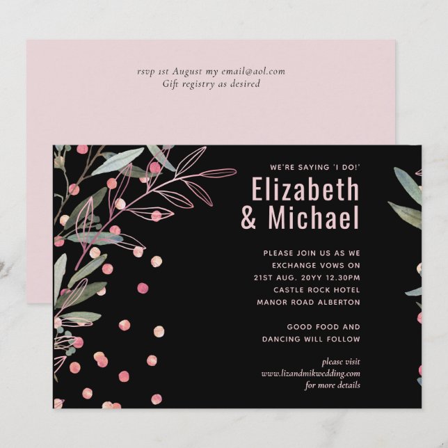 Greenery Pink Modern Wedding (Front/Back)