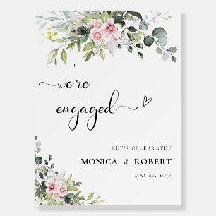 Greenery Pink Rose Engagement Party Foam Board