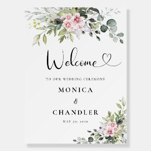Greenery Pink Rose Engagement Party Foam Board