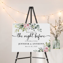 Greenery Pink Rose The Night Before foam board