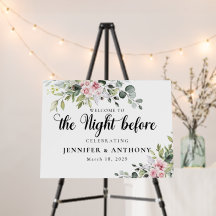 Greenery Pink Rose The Night Before foam board