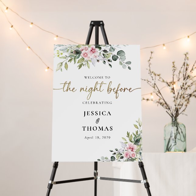 Greenery Pink Rose The Night Before Foam Boards (In Situ (Stand))