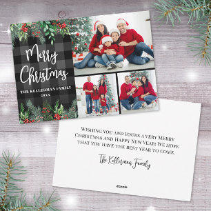 Greenery Plaid Photo Christmas Holiday Card