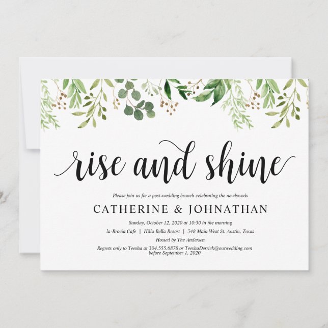 Greenery Post Wedding Brunch Elopement Reception Invitation (Front)