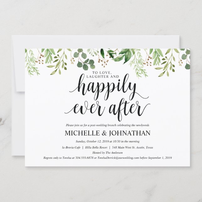 Greenery Post Wedding Brunch Invitation Card (Front)
