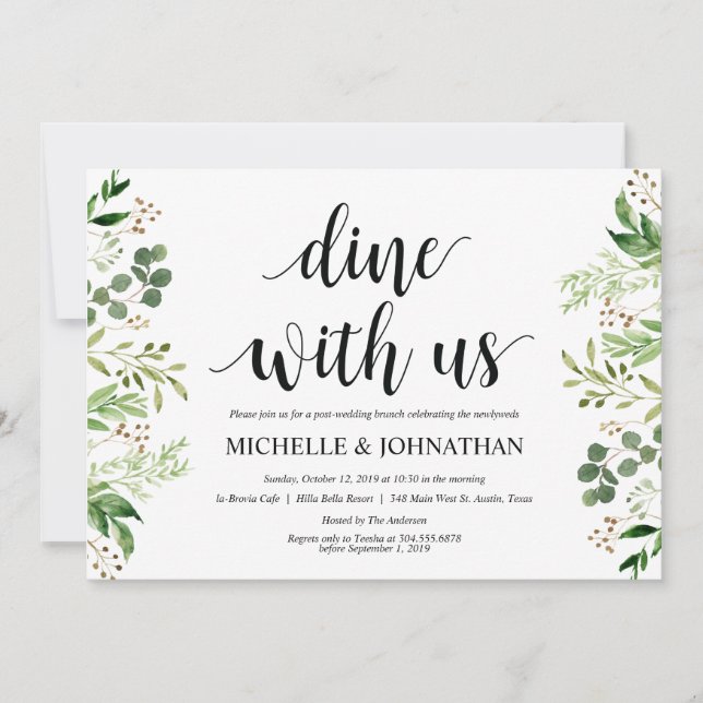 Greenery Post Wedding Brunch Invitation Card (Front)