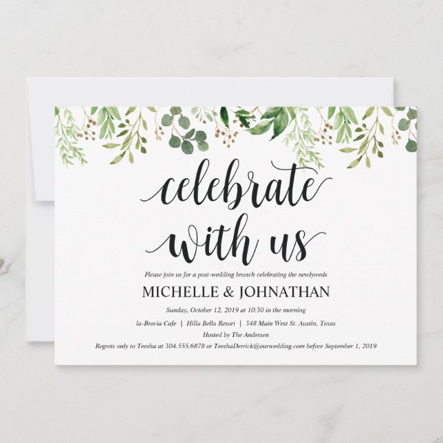 Greenery Post Wedding Brunch Invitation Card (Front)