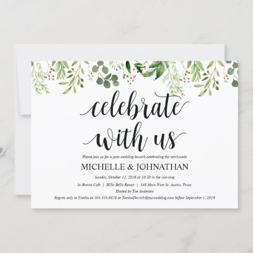 Greenery Post Wedding Brunch Invitation Card