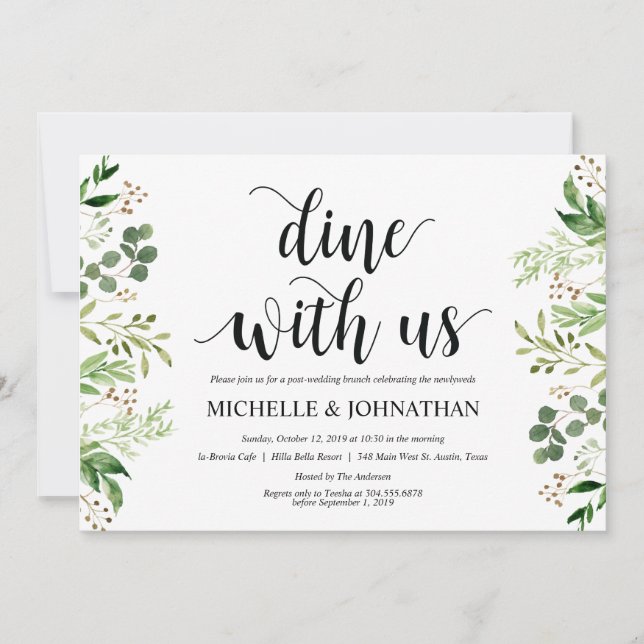 Greenery Post Wedding Brunch Invitation Card (Front)
