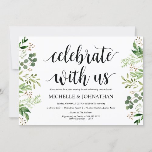 Greenery Post Wedding Brunch Invitation Card