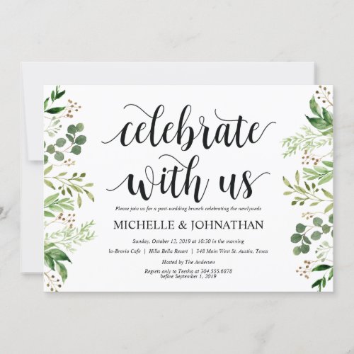 Greenery Post Wedding Brunch Invitation Card