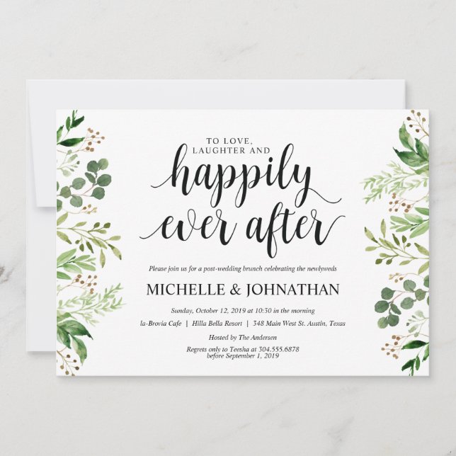 Greenery Post Wedding Brunch Invitation Card (Front)