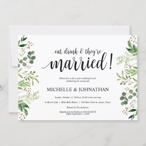 Greenery Post Wedding Brunch Invitation Card