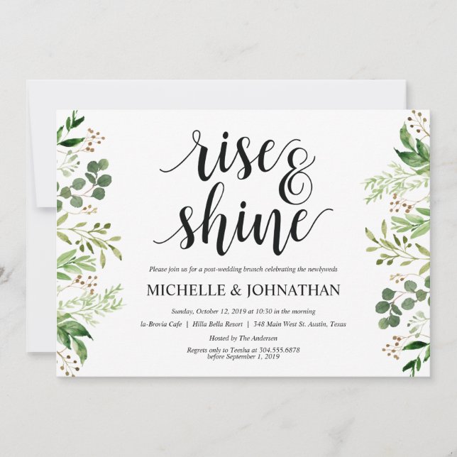 Greenery Post Wedding Brunch Invitation Card (Front)