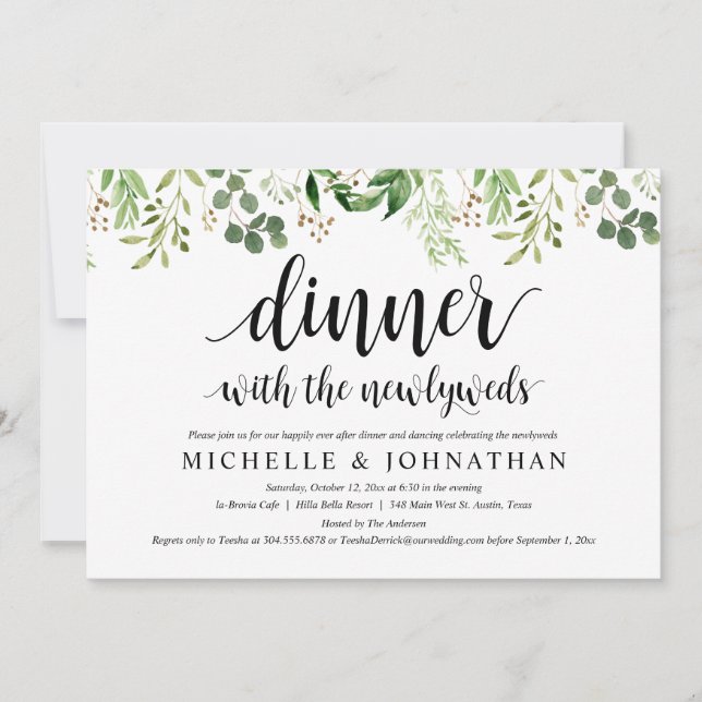 Greenery Post Wedding Brunch Invitation Card (Front)