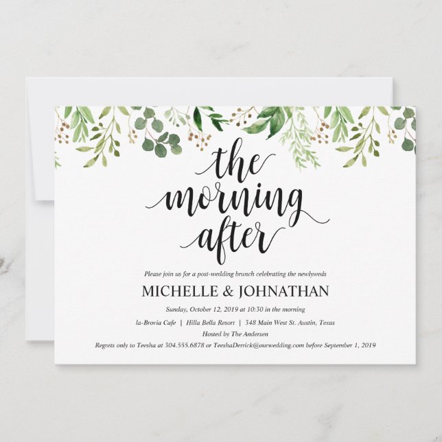 Greenery Post Wedding Brunch Invitation Card (Front)