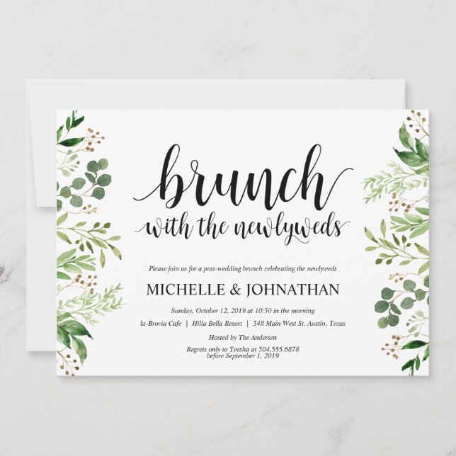 Greenery Post Wedding Brunch Invitation Card (Front)