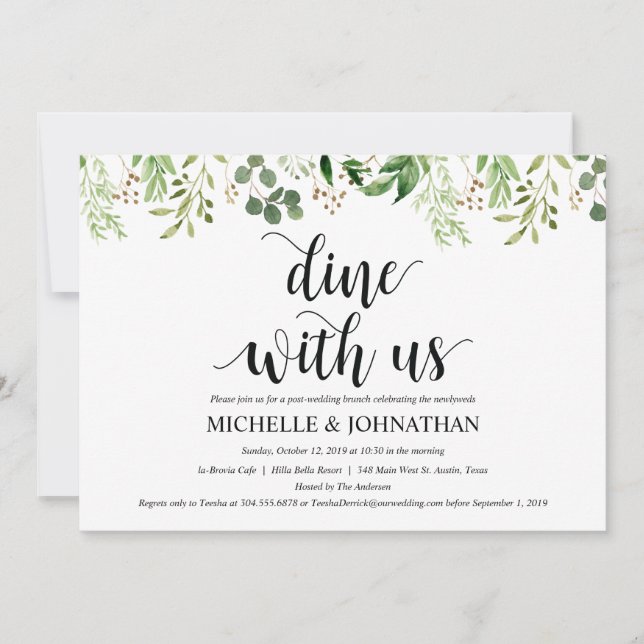 Greenery Post Wedding Brunch Invitation Card (Front)