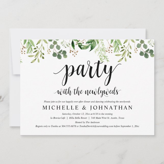 Greenery Post Wedding Dinner Party Invitation (Front)