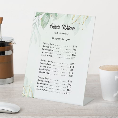 Greenery Price List Pedestal Sign