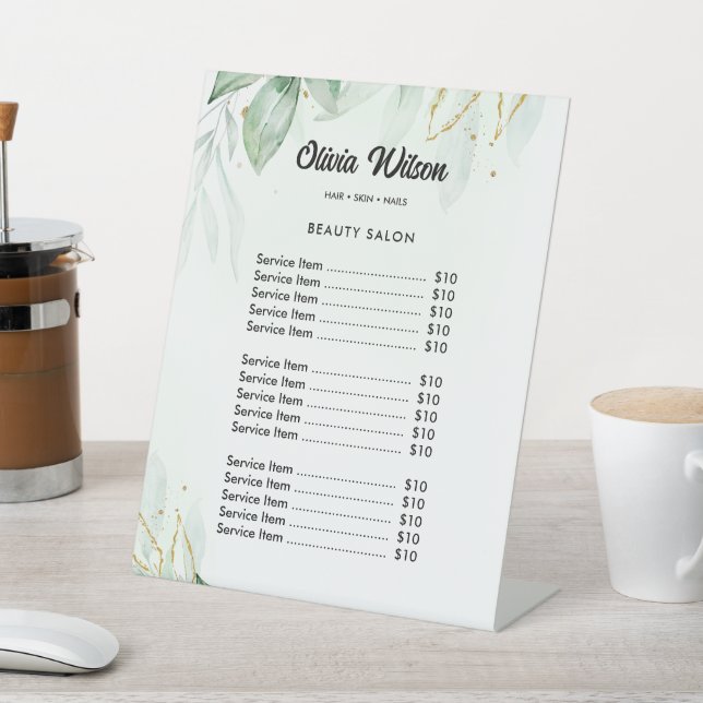 Greenery Price List Pedestal Sign (In SItu)