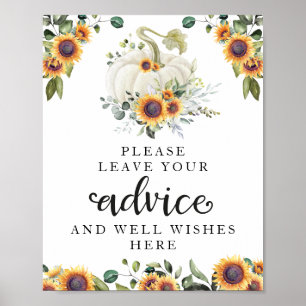 Greenery Pumpkin Baby Shower Advice Sign