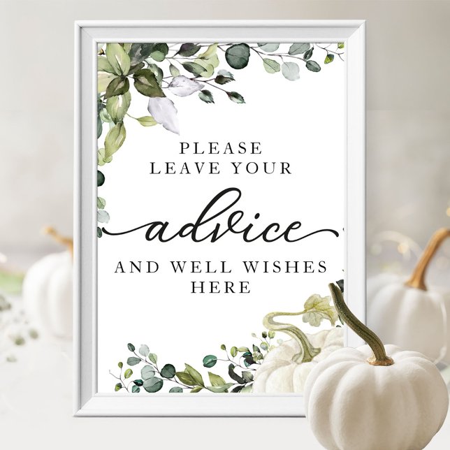 Greenery Pumpkin Baby Shower Advice Sign (Creator Uploaded)