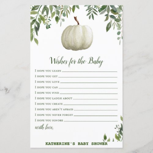 Greenery Pumpkin Baby Shower Game PRINTED