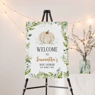 Greenery Pumpkin Baby Shower Welcome Sign