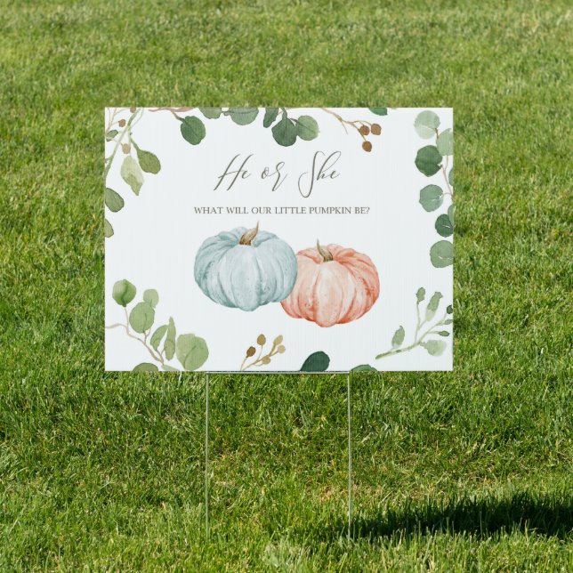 Greenery Pumpkin Blue Orange Welcome Banner Sign (Insitu)
