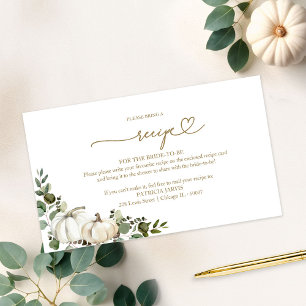 Greenery Pumpkin Bridal Shower Recipe Request Enclosure Card