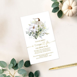 Greenery Pumpkin Bridal Shower Recipe Request Enclosure Card
